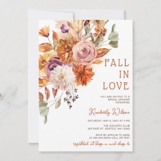 Rustic Fall in Love Bruiloftsshower Kaart (Voorkant)
