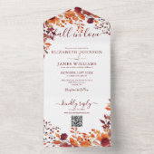 Rustic Fall In Love Herfst Bloemstuk QR Code Trouw All In One Uitnodiging (Binnen)