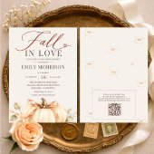 Rustic Fall in Love Pompoen QR Code Bruidsfeest Kaart