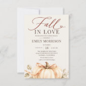 Rustic Fall in Love Pompoen QR Code Bruidsfeest Kaart (Voorkant)