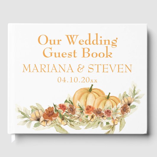 Rustic Fall in Love Pompoen Trouwdag Gastenboek (Voorkant)