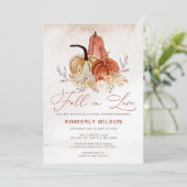 Rustic Fall in Love Pompoenen Herfst Bruidsborrel Kaart (Staand voorkant)