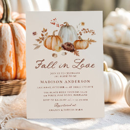 Rustic Fall in Love Pumpkin Floral Bridal Shower Kaart