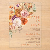 Rustic Fall in Love Pumpkins Fall Bridal Shower Acryl Uitnodigingen (Voorkant)