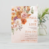 Rustic Fall in Love Pumpkins Fall Bridal Shower Kaart (Staand voorkant)