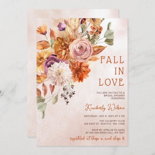 Rustic Fall in Love Pumpkins Fall Bridal Shower Kaart (Voorkant / Achterkant)