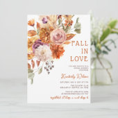 Rustic Fall in Love Pumpkins Fall Bridal Shower Kaart (Staand voorkant)