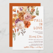 Rustic Fall in Love Pumpkins Fall Bridal Shower Kaart (Voorkant / Achterkant)
