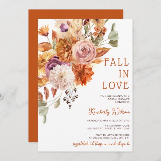 Rustic Fall in Love Pumpkins Fall Bridal Shower Kaart (Voorkant / Achterkant)