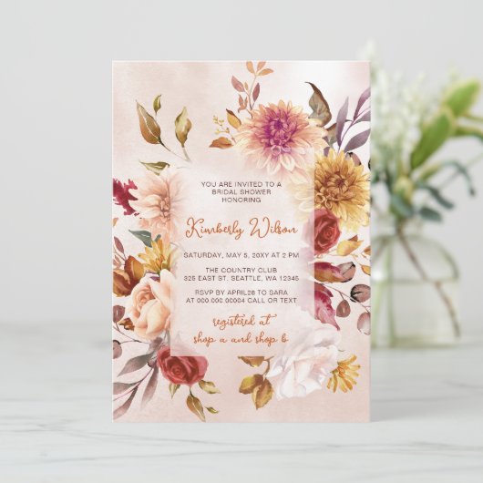 Rustic Fall in Love Pumpkins Fall Bridal Shower Kaart (Staand voorkant)