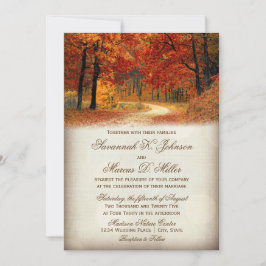 Rustic Fall Leaves Autumn Wedding Invitations Kaart