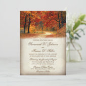 Rustic Fall Leaves Autumn Wedding Invitations Kaart (Staand voorkant)