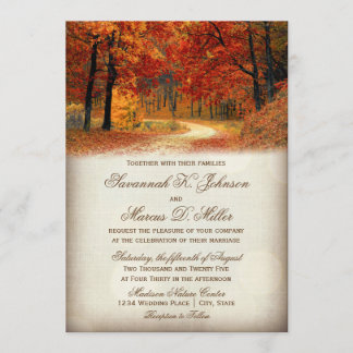 Rustic Fall Leaves Autumn Wedding Invitations Kaart
