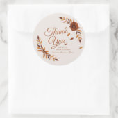 Rustic Fall Leaves Beige Wedding Thank You Ronde Sticker (Tas)