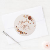 Rustic Fall Leaves Beige Wedding Thank You Ronde Sticker (Envelop)
