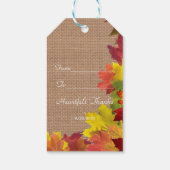 Rustic Fall Leaves Burlap Wedding Cadeaulabel (Achterkant)