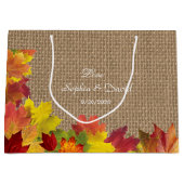Rustic Fall Leaves Burlap Wedding Groot Cadeauzakje (Voorkant)