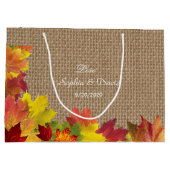 Rustic Fall Leaves Burlap Wedding Groot Cadeauzakje (Achterkant)