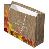 Rustic Fall Leaves Burlap Wedding Groot Cadeauzakje (Voorkant Gekanteld)