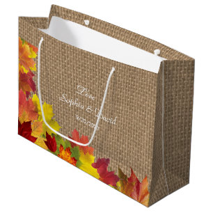 Rustic Fall Leaves Burlap Wedding Groot Cadeauzakje