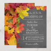 Rustic Fall Leaves Chalkboard Wedding Uitnodiging (Voorkant / Achterkant)
