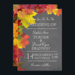 Rustic Fall Leaves Chalkboard Wedding Uitnodiging<br><div class="desc">Uniek ontwerp voor een herfstbruiloft met een mooi blad van herfst op een achtergrond van het bord. Dit ontwerp is een goede keuze voor een romantische, herfst met de naam bruiloft, een trouwe bosbruiloft, een achtertuin herfst bruiloft. Gebruik het gereedschap Aanpassen om uw gegevens toe te voegen. Voor meer bruiloft...</div>