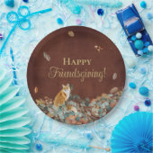 Rustic Fall Leaves en Fox Friendsgiving Papieren Bordje (Feest)