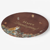 Rustic Fall Leaves en Fox Friendsgiving Papieren Bordje (Gekanteld)