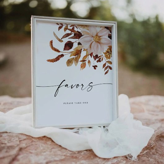 Rustic Fall Leaves Favors Sign Reclamebord Met Voetstuk