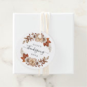 Rustic Fall Leaves Happy Thanksgiving Bedankjes Labels (In situ)