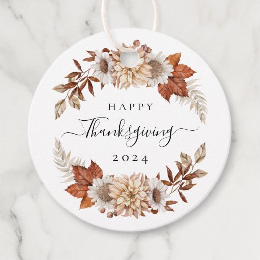 Rustic Fall Leaves Happy Thanksgiving Bedankjes Labels (Voorkant)