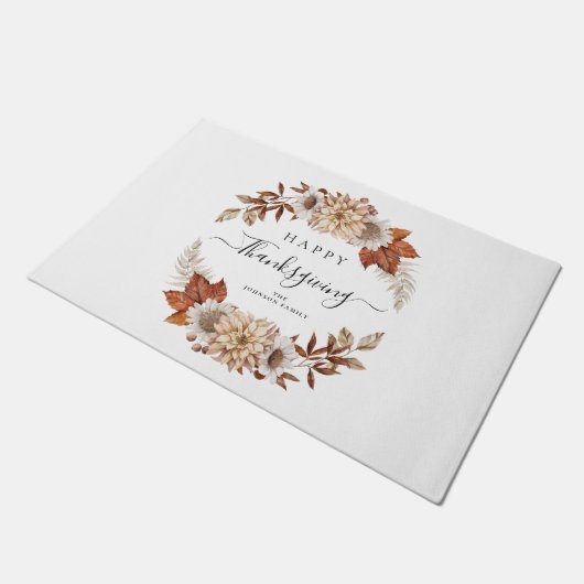 Rustic Fall Leaves Happy Thanksgiving Deurmat (Schuin)