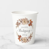 Rustic Fall Leaves Happy Thanksgiving Papieren Bekers (Achterkant)