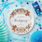 Rustic Fall Leaves Happy Thanksgiving Papieren Bordje (Feest)