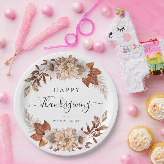 Rustic Fall Leaves Happy Thanksgiving Papieren Bordje (Feest)