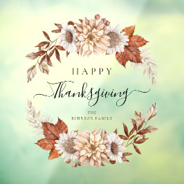 Rustic Fall Leaves Happy Thanksgiving Raamsticker