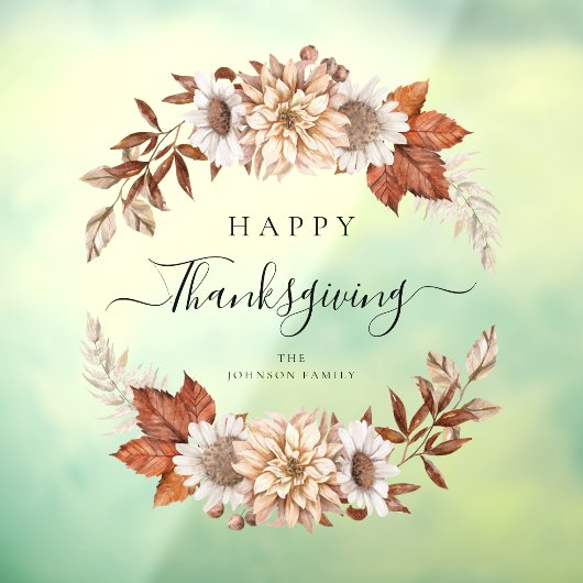 Rustic Fall Leaves Happy Thanksgiving Raamsticker (Vel 3)