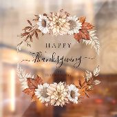 Rustic Fall Leaves Happy Thanksgiving Raamsticker (Vel 2)