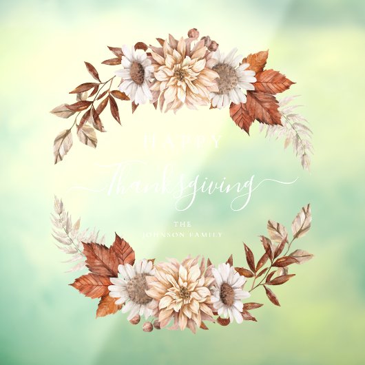 Rustic Fall Leaves Happy Thanksgiving Raamsticker (Vel 3)