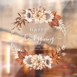 Rustic Fall Leaves Happy Thanksgiving Raamsticker