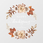 Rustic Fall Leaves Happy Thanksgiving Raamsticker (Vel)