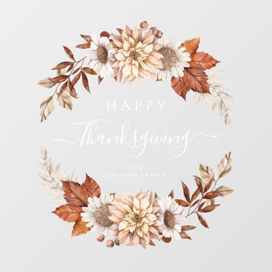 Rustic Fall Leaves Happy Thanksgiving Raamsticker (Vel)