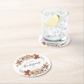 Rustic Fall Leaves Happy Thanksgiving Ronde Kartonnen Onderzetter (Insitu)