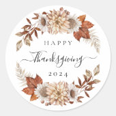 Rustic Fall Leaves Happy Thanksgiving Ronde Sticker (Voorkant)