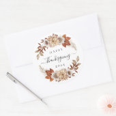 Rustic Fall Leaves Happy Thanksgiving Ronde Sticker (Envelop)