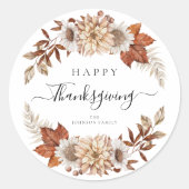 Rustic Fall Leaves Happy Thanksgiving Ronde Sticker (Voorkant)