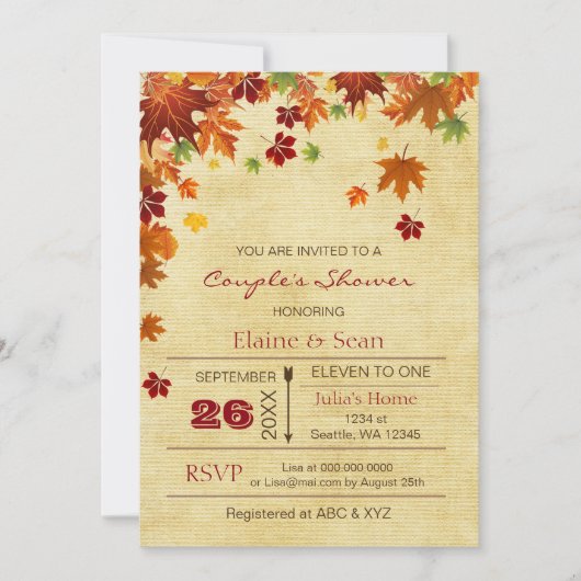 Rustic Fall Leaves Herfst Vrijgezellenfeest Kaart (Voorkant)