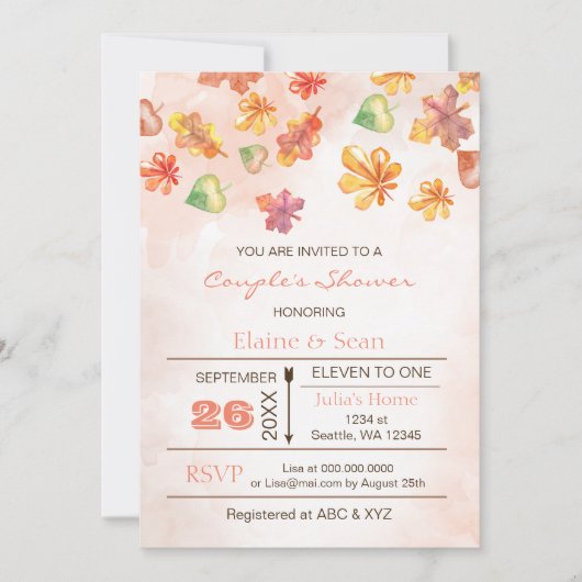 Rustic Fall Leaves Herfst Vrijgezellenfeest nodigt Kaart (Voorkant)