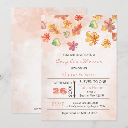 Rustic Fall Leaves Herfst Vrijgezellenfeest nodigt Kaart (Voorkant / Achterkant)