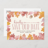 Rustic Fall Leaves Kleurrijk Save the Date Aankondigingskaart (Voorkant / Achterkant)